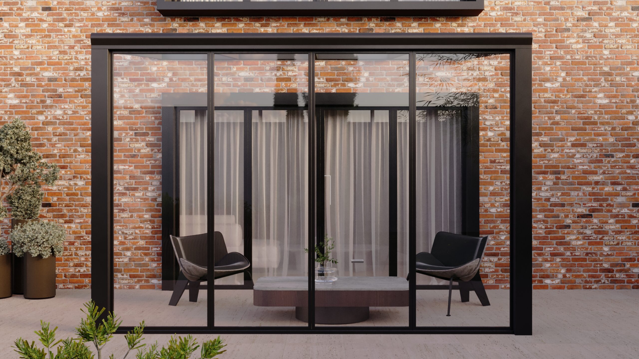 Glazen schuifwanden helder glas